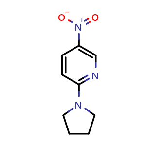 Chemical structure of 5-nitro-2-pyrrolidin-1-ylpyridine , CAS 26820-63-3, AChemBlock T99539