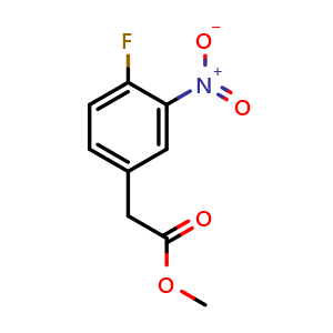 Chemical structure of Methyl 2-(4-fluoro-3-nitrophenyl)acetate , CAS 226888-37-5, AChemBlock T99541