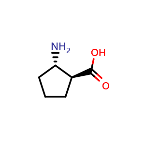 Chemical structure of (1S,2S)-(-)-2-Amino-1-cyclopentanecarboxylic acid , CAS 64191-13-5, AChemBlock T99566