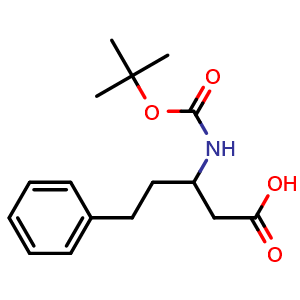 Chemical structure of 3-(Boc-amino)-5-phenylpentanoic acid , CAS 955314-80-4, AChemBlock T99578