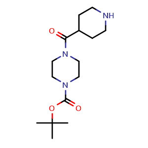 Chemical structure of 4-(4-Piperidinylcarbonyl)-1-Boc-piperazine , CAS 203520-03-0, AChemBlock T99595