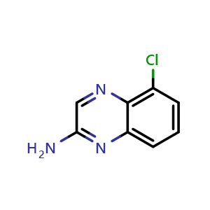Chemical structure of 5-chloroquinoxalin-2-amine , CAS 1379362-16-9, AChemBlock T99615