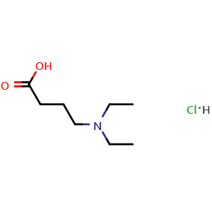 Chemical structure of 4-(diethylamino) butyric acid hydrochloride , CAS 42060-21-9, AChemBlock T99616