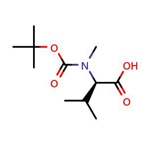 Chemical structure of (R)-2-((tert-Butoxycarbonyl)(methyl)amino)-3-methylbutanoic acid , CAS 89536-85-6, AChemBlock T99626