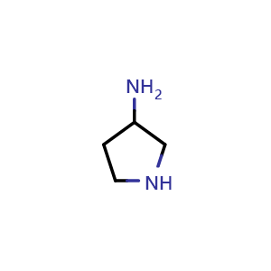 Chemical structure of pyrrolidin-3-amine , CAS 79286-79-6, AChemBlock T99629
