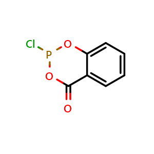 Chemical structure of 2-chloro-2,4-dihydro-1,3,2-benzodioxaphosphinin-4-one , CAS 5381-99-7, AChemBlock T99633