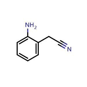 Chemical structure of 2-(2-Aminophenyl)acetonitrile , CAS 2973-50-4, AChemBlock T99640