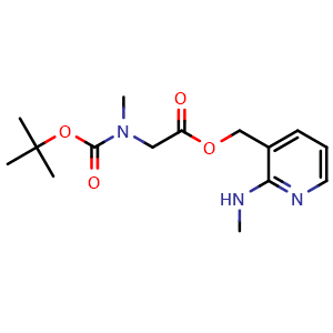 Chemical structure of [2-(methylamino)pyridin-3-yl]methyl 2-{[(tert-butoxy)carbonyl](methyl)amino}acetate , CAS 1180002-01-0, AChemBlock T99648