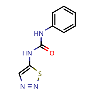 Chemical structure of 1-Phenyl-3-(1,2,3-thiadiazol-5-yl)urea , CAS 51707-55-2, AChemBlock T99654