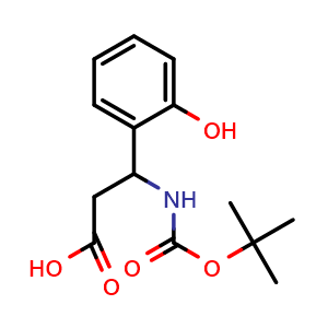 Chemical structure of Boc-(RS)-3-Amino-3-(2-hydroxyphenyl)-propionic acid , CAS 683219-47-8, AChemBlock T99656