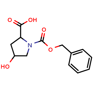 Chemical structure of 1-[(benzyloxy)carbonyl]-4-hydroxypyrrolidine-2-carboxylic acid , CAS 91958-67-7, AChemBlock T99746