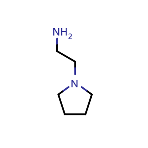 Chemical structure of 2-(pyrrolidin-1-yl)ethan-1-amine , CAS 7154-73-6, AChemBlock T99749