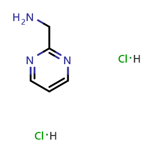 Chemical structure of 1-(pyrimidin-2-yl)methanamine dihydrochloride , CAS 1423031-16-6, AChemBlock T99761
