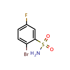 Chemical structure of 2-bromo-5-fluorobenzenesulfonamide , CAS 654-80-8, AChemBlock T99770