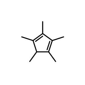 Chemical structure of 1,2,3,4,5-pentamethylcyclopenta-1,3-diene , CAS 4045-44-7, AChemBlock T99783