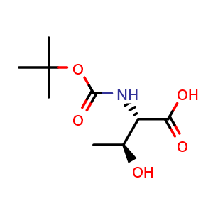 Chemical structure of (2S,3S)-2-((tert-Butoxycarbonyl)amino)-3-hydroxybutanoic acid , CAS 23082-30-6, AChemBlock T99802