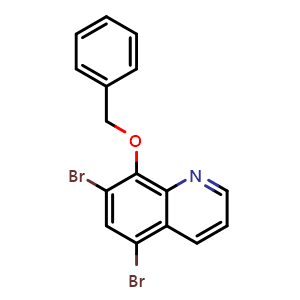 Chemical structure of 8-(Benzyloxy)-5,7-dibromoquinoline , CAS 84165-50-4, AChemBlock T99819