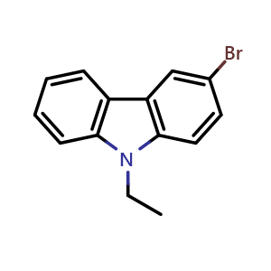 Chemical structure of 3-Bromo-9-ethylcarbazole , CAS 57102-97-3, AChemBlock T99831