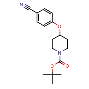 Chemical structure of tert-butyl 4-(4-cyanophenoxy)piperidine-1-carboxylate , CAS 333954-86-2, AChemBlock T99840