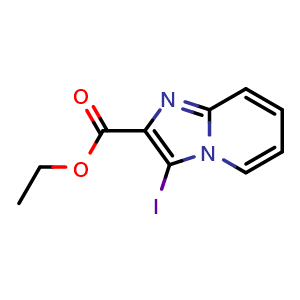 Chemical structure of ethyl 3-iodoimidazo[1,2-a]pyridine-2-carboxylate , CAS 292858-07-2, AChemBlock T99844
