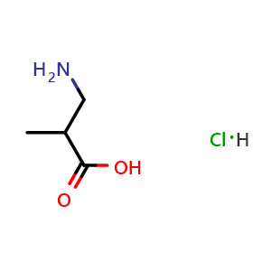 Chemical structure of 3-Amino-2-methyl-propanoic acid hydrochloride , CAS 28267-25-6, AChemBlock T99846