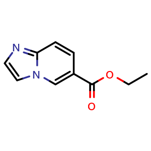 Chemical structure of Ethyl imidazo[1,2-a]pyridine-6-carboxylate , CAS 158001-04-8, AChemBlock T99855