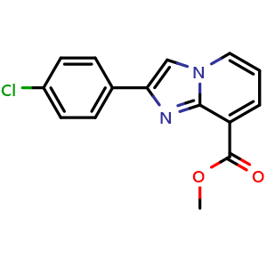 Chemical structure of methyl 2-(4-chlorophenyl)imidazo[1,2-a]pyridine-8-carboxylate , CAS 133427-39-1, AChemBlock T99862