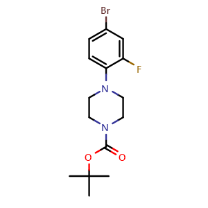 Chemical structure of tert-butyl 4-(4-bromo-2-fluorophenyl)piperazine-1-carboxylate , CAS 1055120-85-8, AChemBlock T99871
