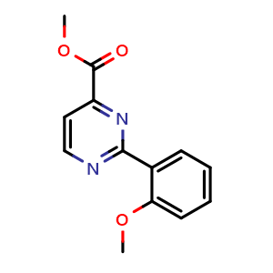 Chemical structure of Methyl 2-(2-methoxyphenyl)pyrimidine-4-carboxylate , CAS 2411641-40-0, AChemBlock T99875