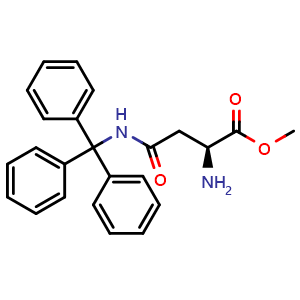 Chemical structure of (S)-methyl 2-amino-4-oxo-4-(tritylamino)butanoate , CAS 866913-09-9, AChemBlock T99906