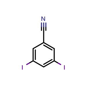 Chemical structure of 3,5-diiodobenzonitrile , CAS 289039-52-7, AChemBlock T99915