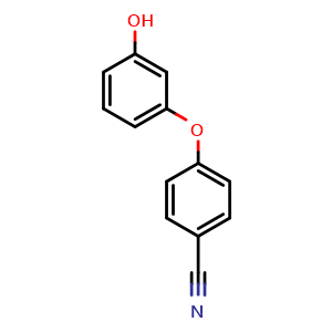 Chemical structure of 4-(3-hydroxyphenoxy)benzonitrile , CAS 1183032-44-1, AChemBlock T99925