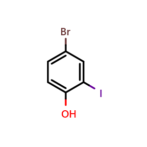Chemical structure of 4-Bromo-2-iodophenol , CAS 207115-22-8, AChemBlock T99967