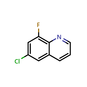 Chemical structure of 6-Chloro-8-fluoroquinoline , CAS 52200-53-0, AChemBlock T99969