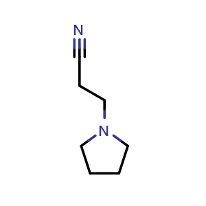 Chemical structure of 1-Pyrrolidinepropanenitrile , CAS 26165-45-7, AChemBlock T99981