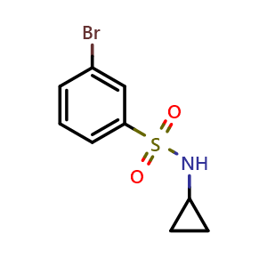 Chemical structure of 3-Bromo-N-cyclopropylbenzenesulfonamide , CAS 876694-43-8, AChemBlock T99996