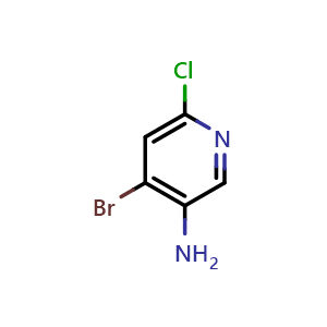 Chemical structure of 4-Bromo-6-chloropyridin-3-amine , CAS 1449239-58-0, AChemBlock U102485