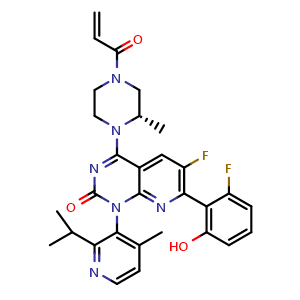 Chemical structure of AMG510 racemate , CAS 2252403-56-6, AChemBlock U102505