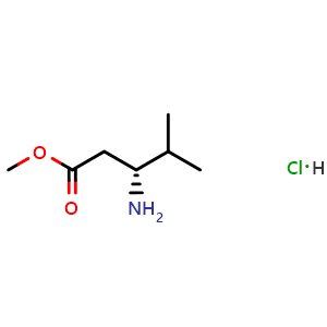 Chemical structure of (R)-3-Amino-4-methyl-pentanoicacidmethylester hydrochloride , CAS 172823-13-1, AChemBlock U102540