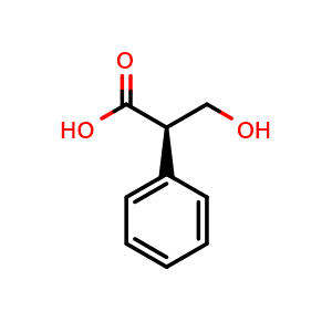 Chemical structure of (R)-3-hydroxy-2-phenylpropanoic acid , CAS 17126-67-9, AChemBlock U102567