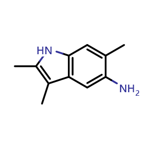 Chemical structure of 2,3,6-Trimethyl-1H-indol-5-amine , CAS 165614-76-6, AChemBlock U102576