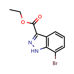 Chemical structure of Ethyl 7-bromo-1H-indazole-3-carboxylate , CAS 885279-56-1, AChemBlock U102577