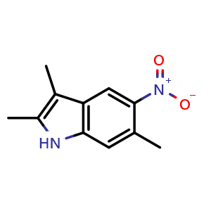 Chemical structure of 2,3,6-Trimethyl-5-nitro-1H-indole , CAS 289685-81-0, AChemBlock U102580
