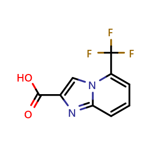 Chemical structure of 5-(Trifluoromethyl)-imidazo[1,2-a]pyridine-2-carboxylic acid , CAS 1260798-62-6, AChemBlock U102590