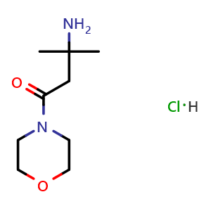 Chemical structure of 3-Amino-3-methyl-1-morpholinobutan-1-one hydrochloride , CAS 1415898-61-1, AChemBlock U102595