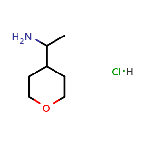 Chemical structure of 1-(Tetrahydro-2H-pyran-4-yl)ethanamine hydrochloride , CAS 1363404-80-1, AChemBlock U102598
