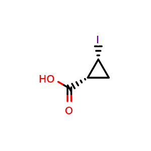 Chemical structure of (1R,2R)-2-Iodocyclopropanecarboxylic acid , CAS 692288-05-4, AChemBlock U102626