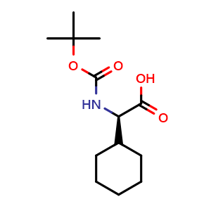 Chemical structure of Boc-(R)-2-cyclohexylglycine , CAS 70491-05-3, AChemBlock U102635
