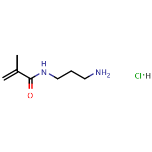 Chemical structure of N-(3-aminopropyl)-2-methyl-prop-2-enamide; hydrochloride , CAS 72607-53-5, AChemBlock U102655
