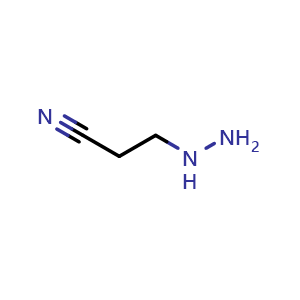 Chemical structure of 3-Hydrazinylpropanenitrile , CAS 353-07-1, AChemBlock U102660